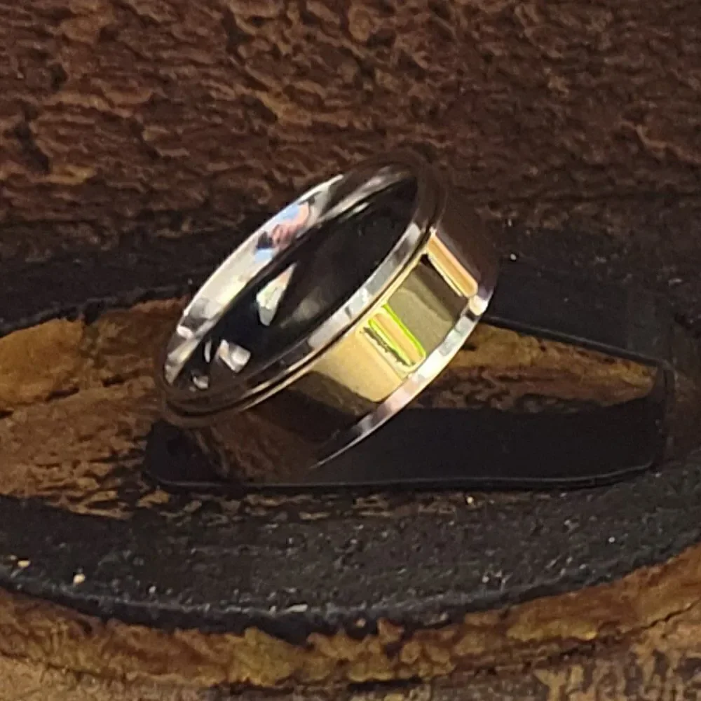 Gold and Silver Men's Fidget Spinner Wedding Ring Band - Anxiety Ring